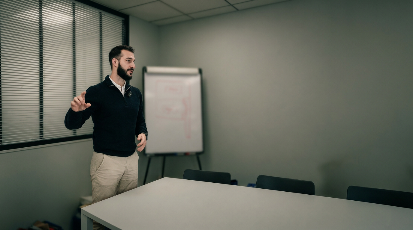 Intervenant lors d'une session de travail en entreprise